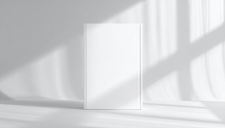 Blank white book mockup on white background. 3D renderingの素材