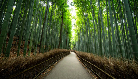 Arashiyama bamboo forest in Kyoto, Japan. Arashiyama is a famous tourist destination in Kyoto.の素材