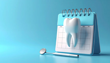 tooth on calendar, 3d rendering. Computer digital drawing.の素材