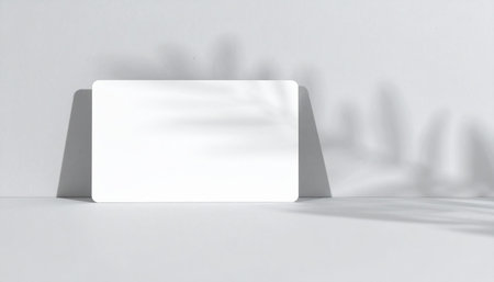 White business card mockup with shadow overlay. 3D Renderingの素材