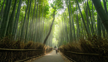 Bamboo forest in Arashiyama, Kyoto, Japan.の素材