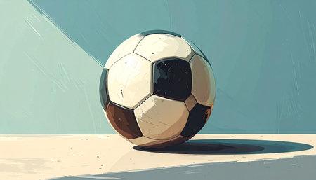 Soccer ball on the ground. Vector illustration of a soccer ball.の素材