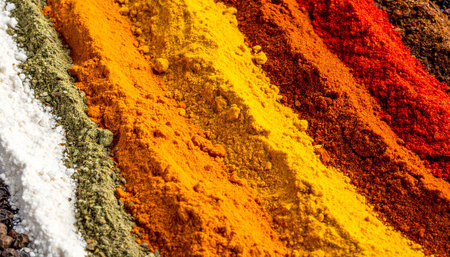 Colorful spices on the market in India, close-up.の素材