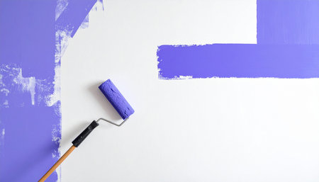 paint roller on a white background. Painting the walls of the houseの素材