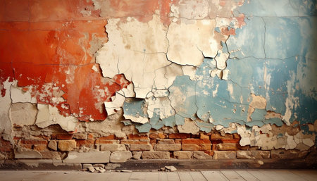 Old wall with peeling paint. Grunge background for your designの素材