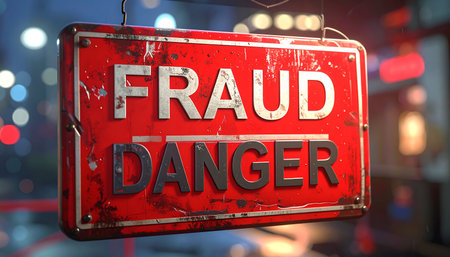 Street Sign the Direction Way to Fraud Danger versus Fraud Warning 3d Illustrationの素材