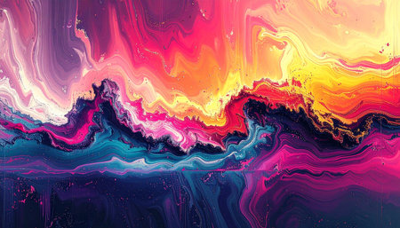 Traditional Ottoman Turkish marbling art patterns as abstract colorful background (close-up shot)の素材