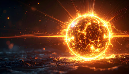 Glowing planet earth with glowing lines and particles. 3D renderingの素材