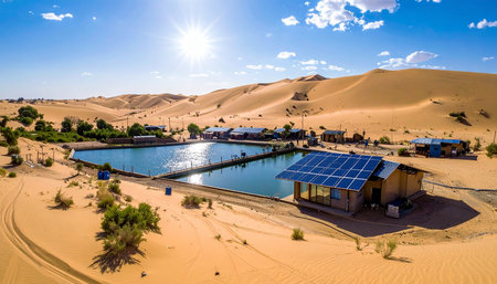 Aerial view of a small village in the desert of Namibiaの素材
