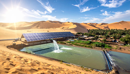 solar energy in the desert of morocco saharaの素材