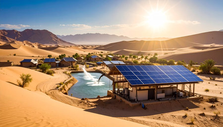solar energy in the desert of morocco saharaの素材