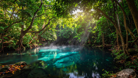 Erawan Waterfall at Kanchanaburi province, Thailandの素材