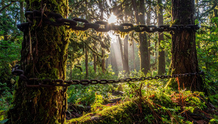 Hiking trail in the forest. Beautiful summer landscape. Hiking trail.の素材