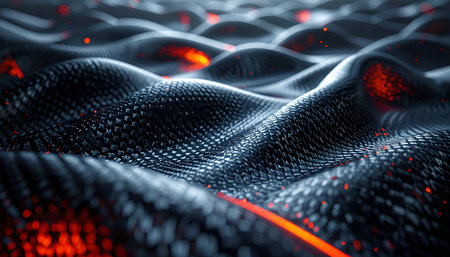 3d rendering of abstract technology digital hi tech background with glowing particlesの素材