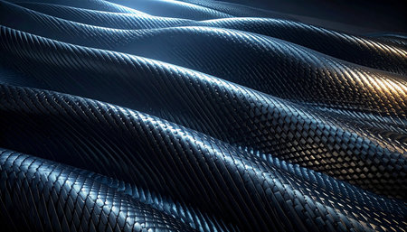 3d rendering of abstract metallic wavy surface. Futuristic backgroundの素材