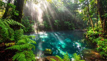Deep forest waterfall in Kanchanaburi province,Thailand.の素材