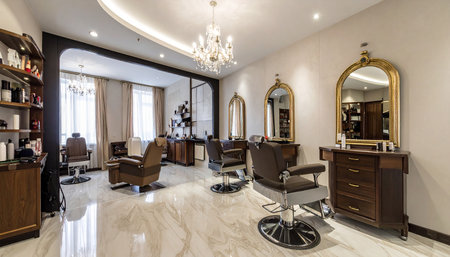 Interior of a hairdresser's salon. Nobody insideの素材