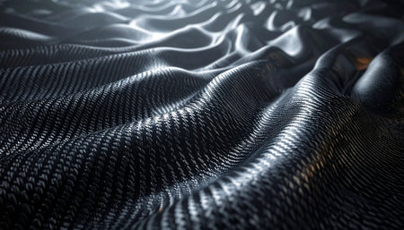 3d rendering of abstract metallic background with waves and lines in itの素材