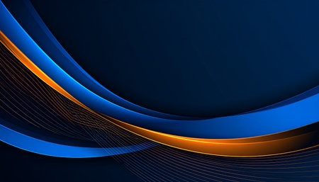 Abstract blue and orange wavy background with copy space. Vector illustrationの素材