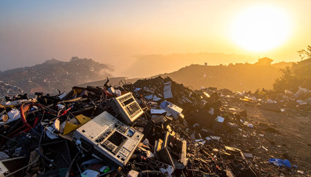 Garbage dump at sunsetの素材