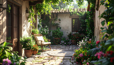 Garden in the old town of Budva, Montenegro.の素材