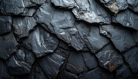 Black slate background or texture. Dark slate background or texture with natural pattern.の素材