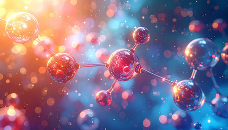 3d illustration of molecules in space. Science and medical background.の素材