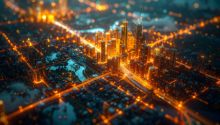 Futuristic city in the form of a microcircuit. 3d renderingの素材