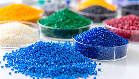Plastic granules in the laboratory. Plastic granules in the laboratory.の素材