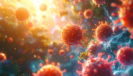 3D render Coronavirus 2019-nCoV. Corona virus 2019-nCoV. Virus cells close-up.の素材