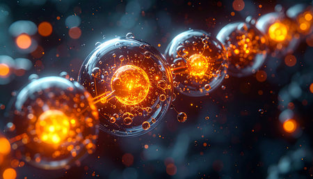 3d illustration of molecules in space. Science and medical background.の素材