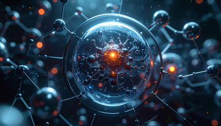 3d rendering of virus in space. Science and medical background.の素材