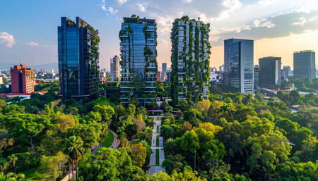 Businessman looking at digital world map with glowing connections. 3D renderingの素材
