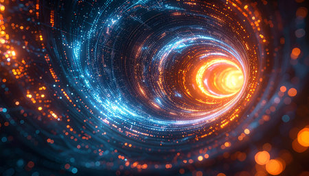 3d rendering of abstract fractal background. Creative glowing circle. Glowing spiral.の素材