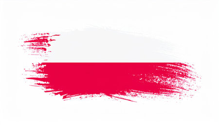 Brush painted Poland flag. Vector illustration. Isolated on white background.の素材