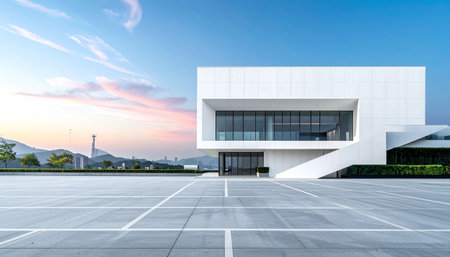 empty floor and modern building with blue sky in Shenzhen,China.の素材