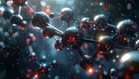 3d illustration of molecule model. Science and medical background. 3d renderingの素材