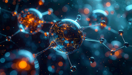 Molecule and communication background. Science and technology concept. 3D illustrationの素材