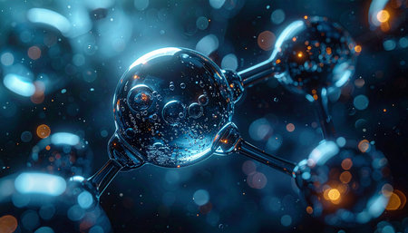 Molecular structure of the atom. Science background. 3D renderingの素材