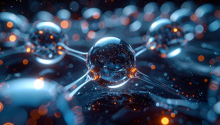 3d rendering of molecules in space. Science and medical background.の素材