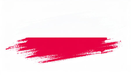 Brush painted Poland flag. Vector illustration. Isolated on white background.の素材