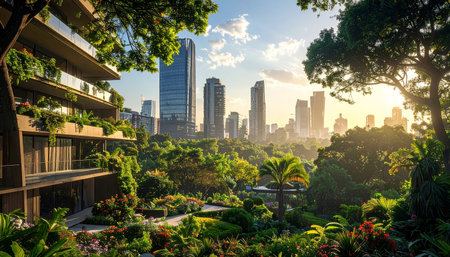 Beautiful landscape of the park at sunset in Kuala Lumpur, Malaysiaの素材