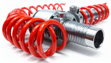 Pneumatic shock absorber on a white background. 3d renderingの素材