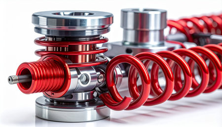 Set of shock absorber isolated on white background with clipping path.の素材