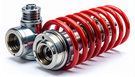 New car shock absorber isolated on white background. 3d renderの素材
