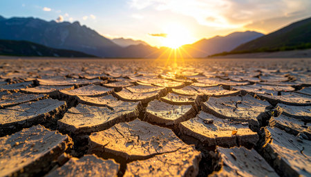 Dry cracked earth, global warming, global warming, climate changeの素材