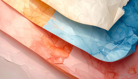 abstract background of crumpled paper in pink and blue colorsの素材