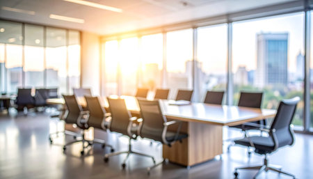 Abstract blur meeting room interior for background - Vintage filter processing style picturesの素材