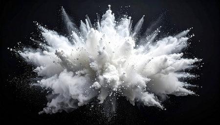 Explosion of white powder. 3d rendering, 3d illustration.の素材