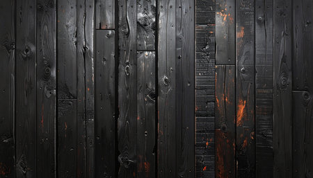 Black wooden wall with firewood texture background. Rustic style.の素材